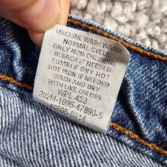 Levis 505 Jeans Mens 35x30 (Fits 33x25) Blue Straight Orange Tab Vintage Distres - Picture 9 of 16